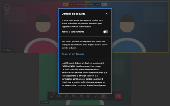 Options de sécurité Options de sécurité