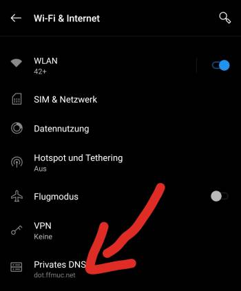 Picture: “settings” do “Wi-Fi & Internet” under Android 9